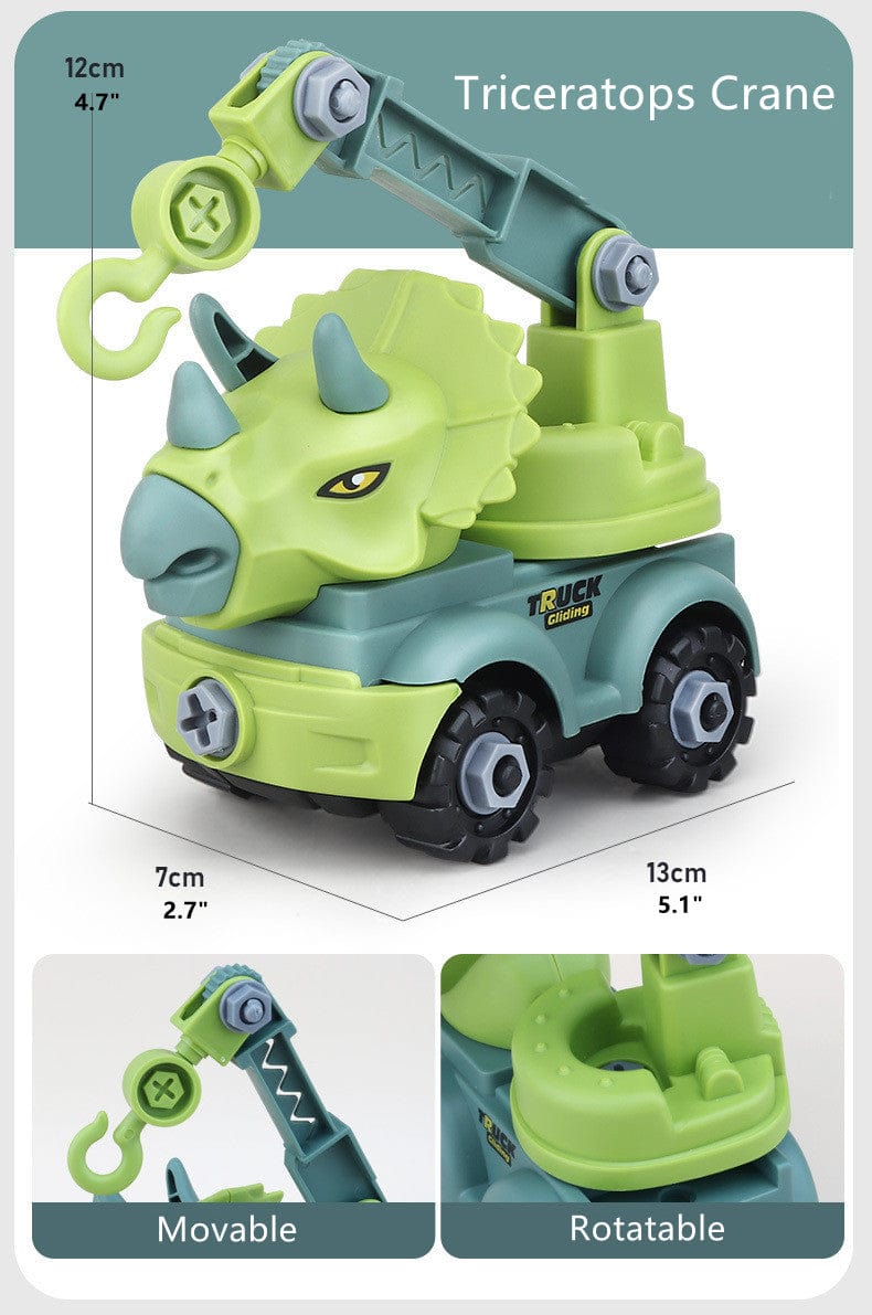 Inertial Take Apart Construction Dinosaur Truck Car T Rex Triceratops Excavator Toy for Kids