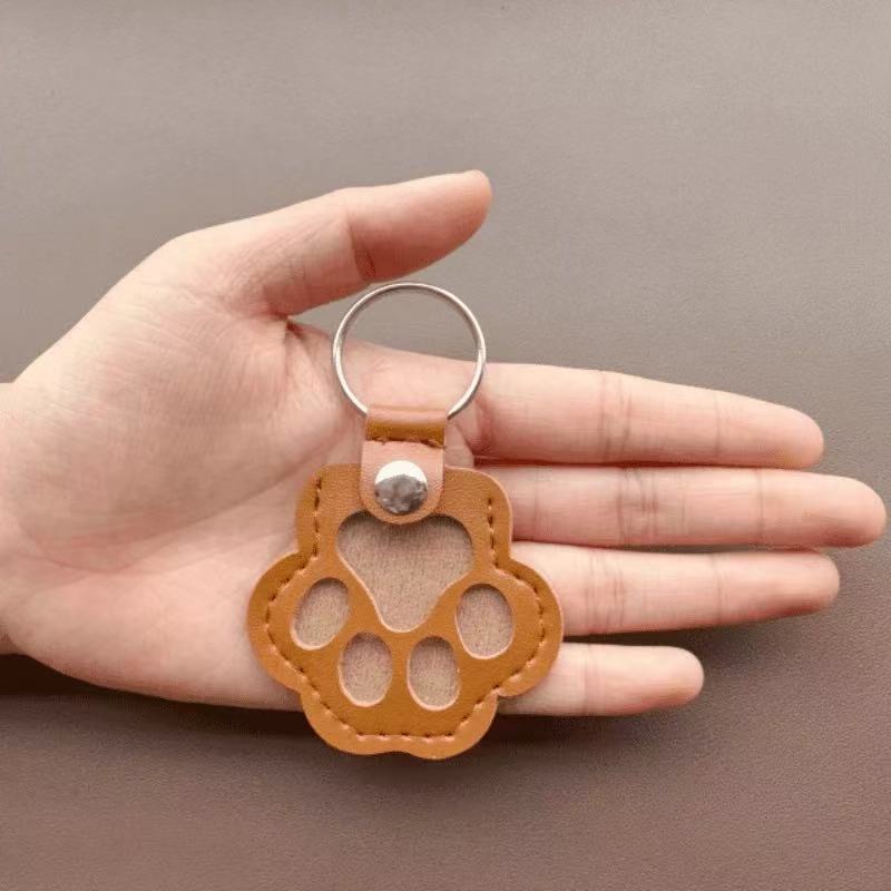 Pet Paw Shaped Leather Keychain