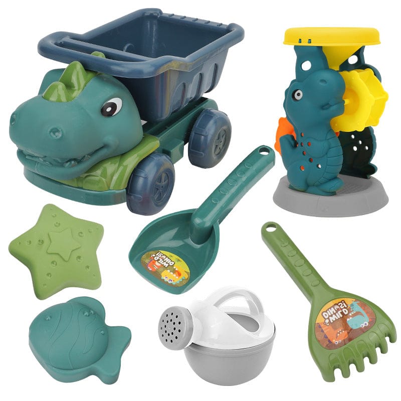 Dinosaur Sand Toys Beach Toys Set with Molds Digger Scoop Shovel Rake Truck