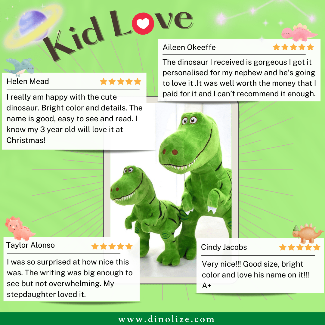 Name Personalized Dinosaur Stuffed Animal Cute T Rex Plush Toy for Boys Girls Birthday Gifts