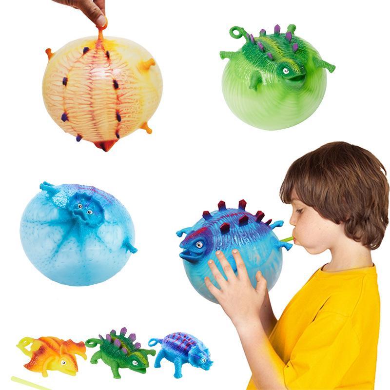 Inflatable Blowing Dinosaur Balloons Stress Relief Vent Toy for Kids