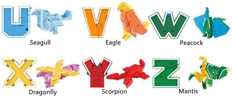 Transform Animal Dinosaur Robots Alphabet Action Figures Preschool Educational Toys for Kids