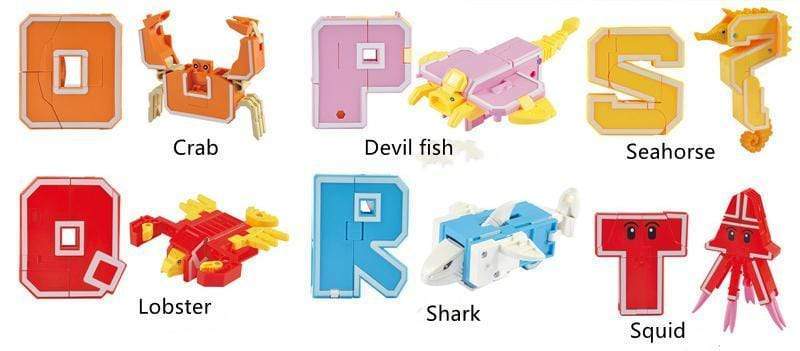 Transform Animal Dinosaur Robots Alphabet Action Figures Preschool Educational Toys for Kids