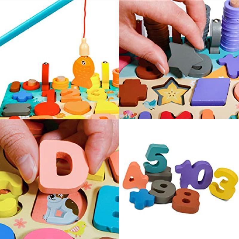Wooden Number Alphabet Blocks Stacking Counting Educational Learning Toys