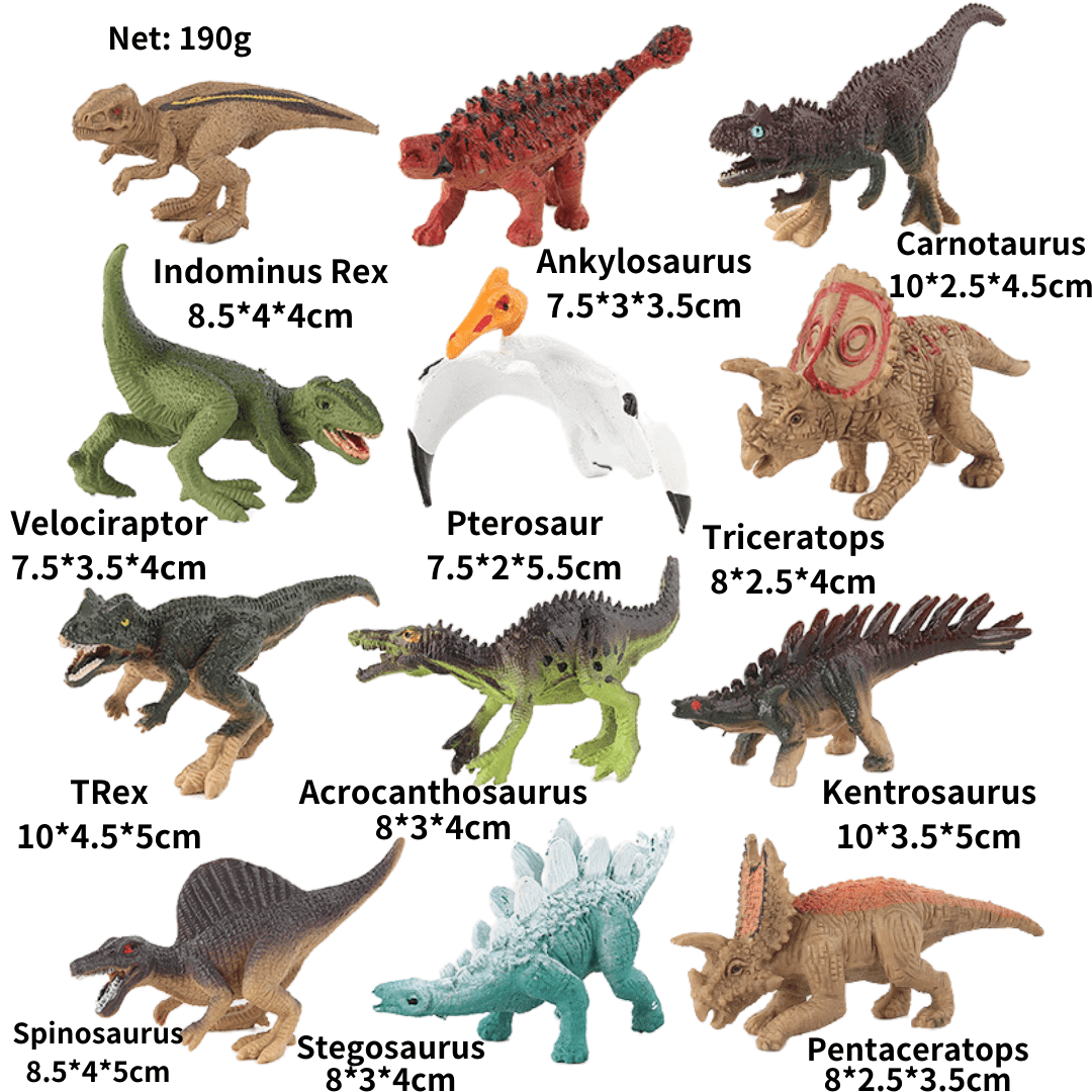 12 Pcs Realistic Dinosaur Figure Set Decor Model Toy