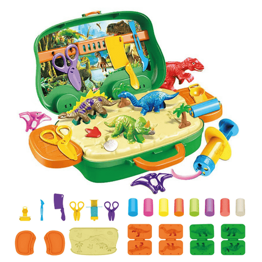 24 PCS Dinosaur Play Dough Kit with 8 Colors Mud, Tools, Creation Toys for Kids
