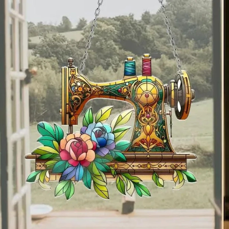 Cute Sewing Machine Suncatcher Ornament