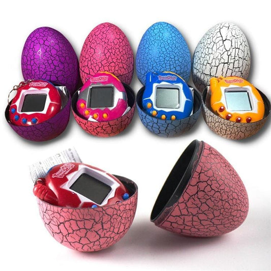 Portable Multi Color Cracked Dinosaur Egg with Key Chain Digital Electronic Pet Game Toy