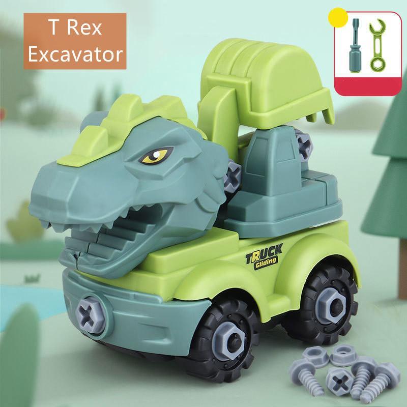 Inertial Take Apart Construction Dinosaur Truck Car T Rex Triceratops Excavator Toy for Kids
