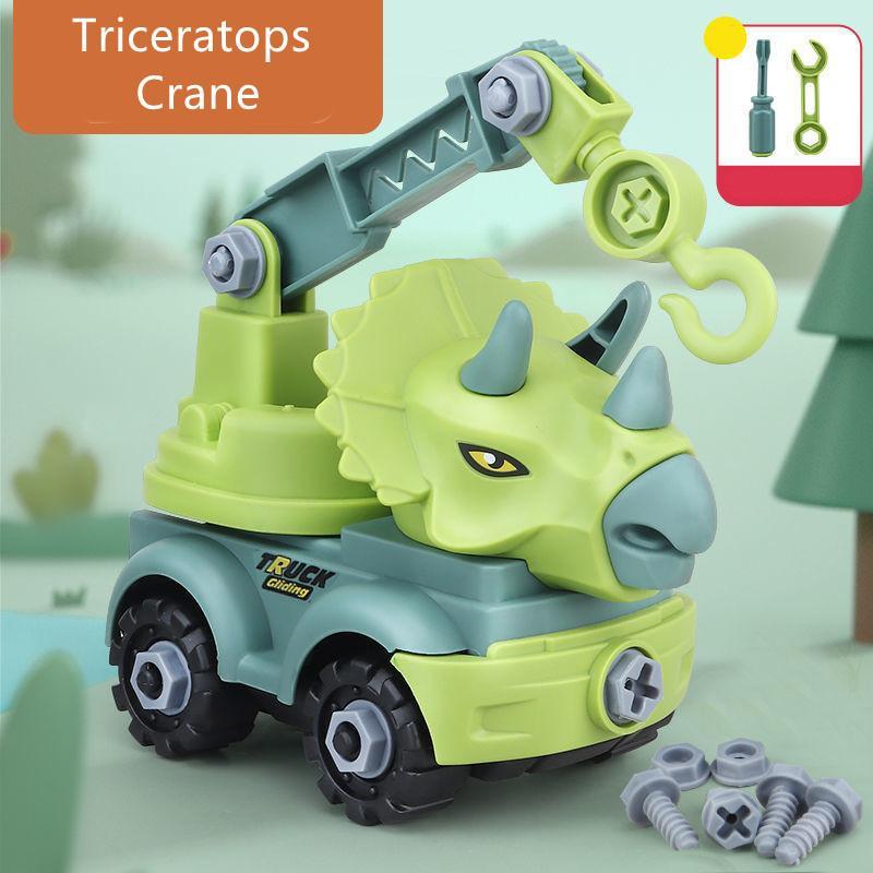 Inertial Take Apart Construction Dinosaur Truck Car T Rex Triceratops Excavator Toy for Kids