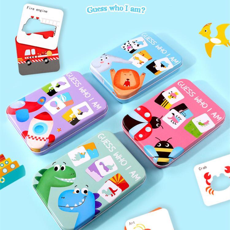 Guess Who I Am Dinosaur Matching Cards Jigsaw Puzzle Kids Early Learning Cognitive Toys