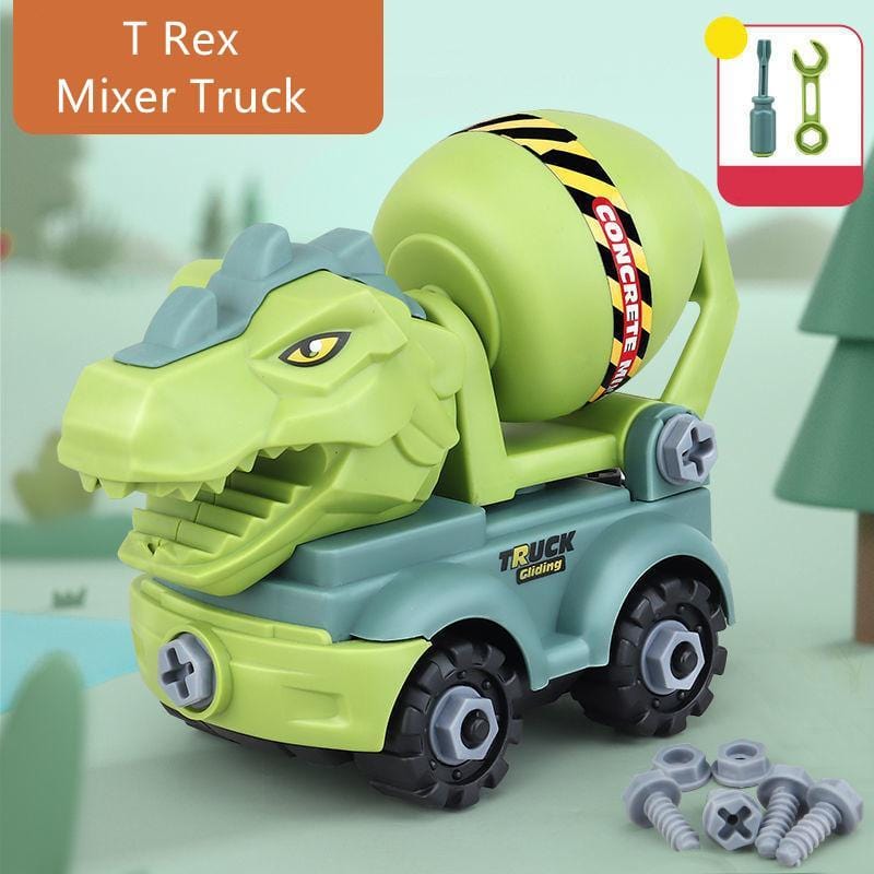 Inertial Take Apart Construction Dinosaur Truck Car T Rex Triceratops Excavator Toy for Kids