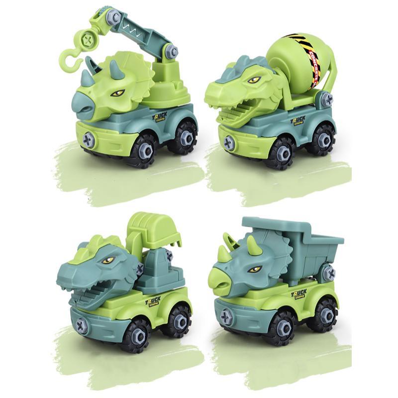 Inertial Take Apart Construction Dinosaur Truck Car T Rex Triceratops Excavator Toy for Kids