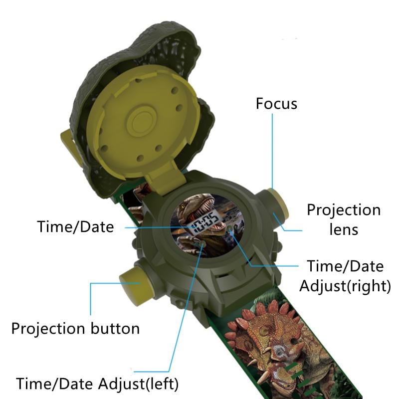 Dinosaur Flip Top Watch with Slide Projector 24 Species Pattern Educational Learning Toy