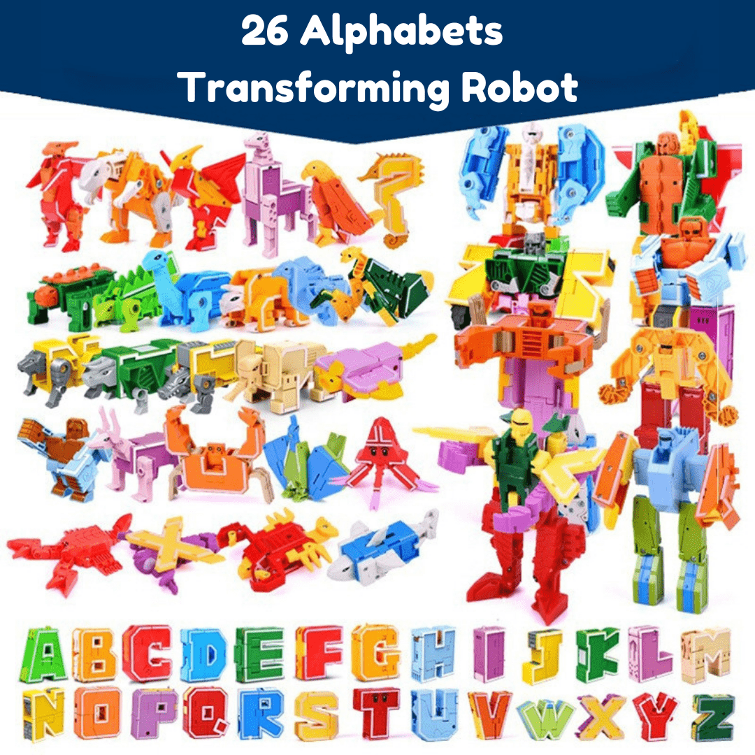 Transform Animal Dinosaur Robots Alphabet Action Figures Preschool Educational Toys for Kids