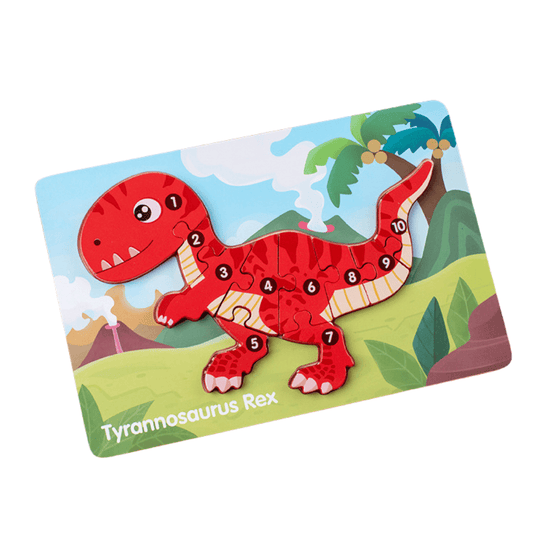 10 Pcs Dinosaur Wooden Number Puzzle for Kids 2-6 Years Old Educational Toy